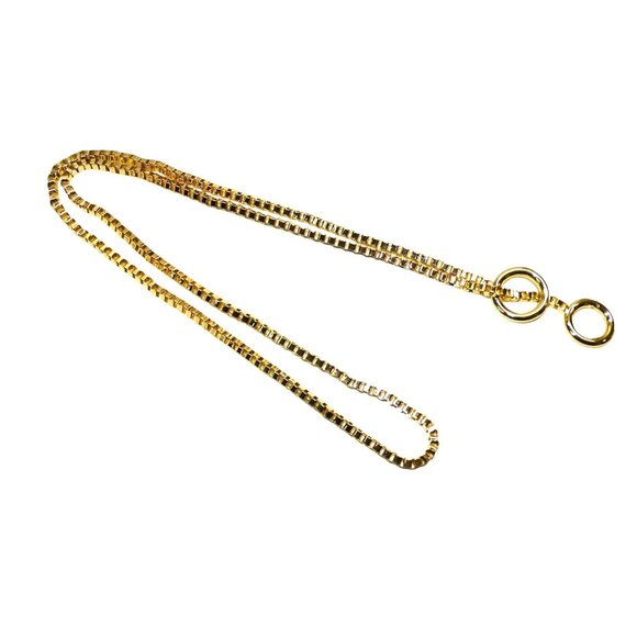 Gold-Tone Box Chain Necklace With Interlocking Circle Pendant - Picture 3 of 3